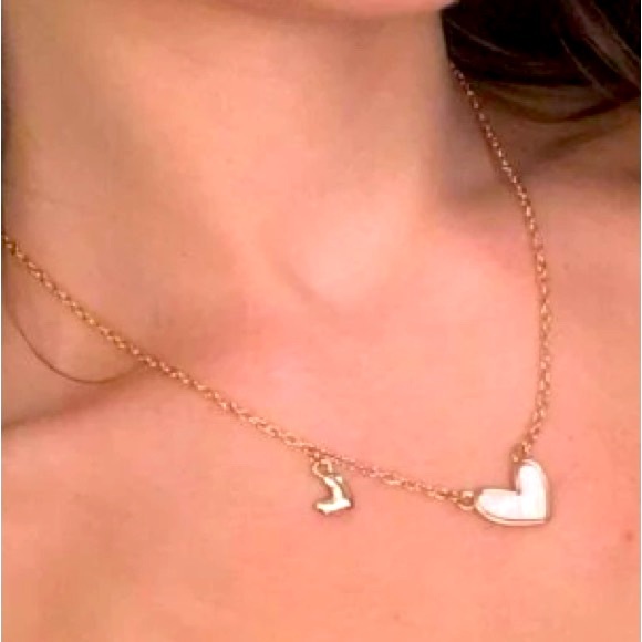 Ultra Dainty Delicate Valentine Enamel Hearts Necklace White & Gold - Picture 7 of 10